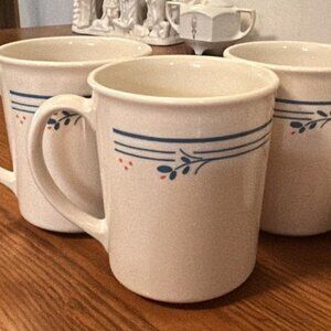 4 Corelle Corning Country Violets Mug Coffee Cup Floral Blue Band